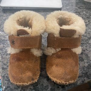 Toddler LL BEAN Wicked Good Bootie Shearling Suede Slippers Brown 5-6